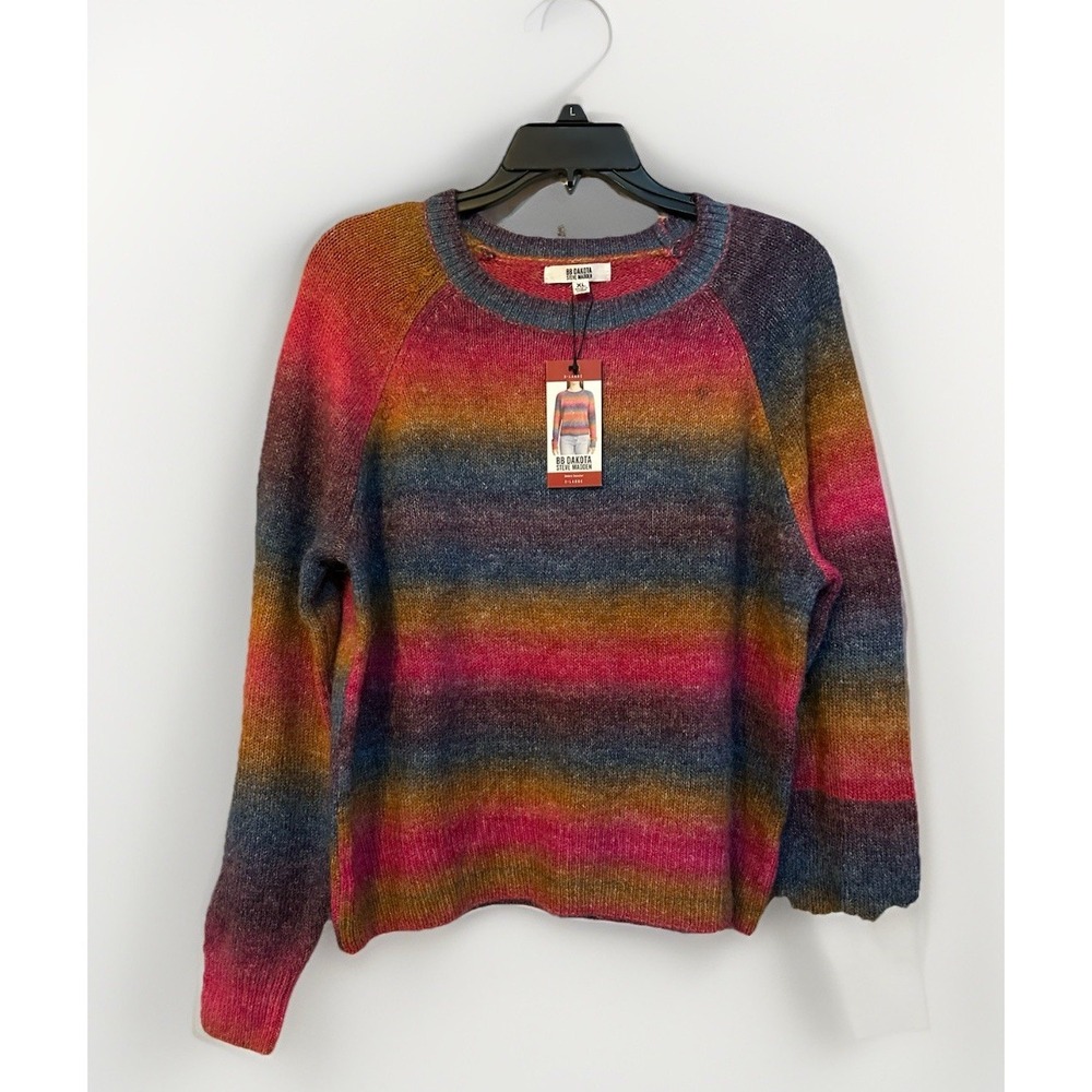 New Steve Madden BB Dakota Women Multi Color Ombre Pullover Sweater Sz XL
